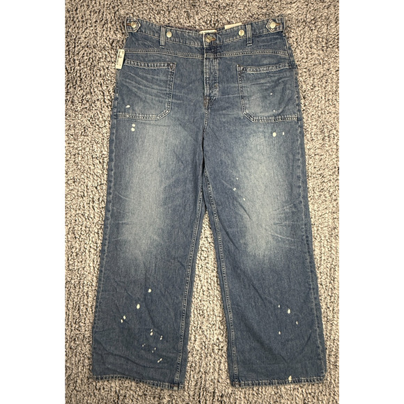 Free People We The Free Palmer Cuffed Jeans Women's Size 32 Paint Splatter Boho - Picture 4 of 16